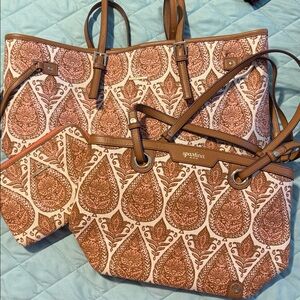 Spartina 449 Paisley Brown and Cream Tote Set